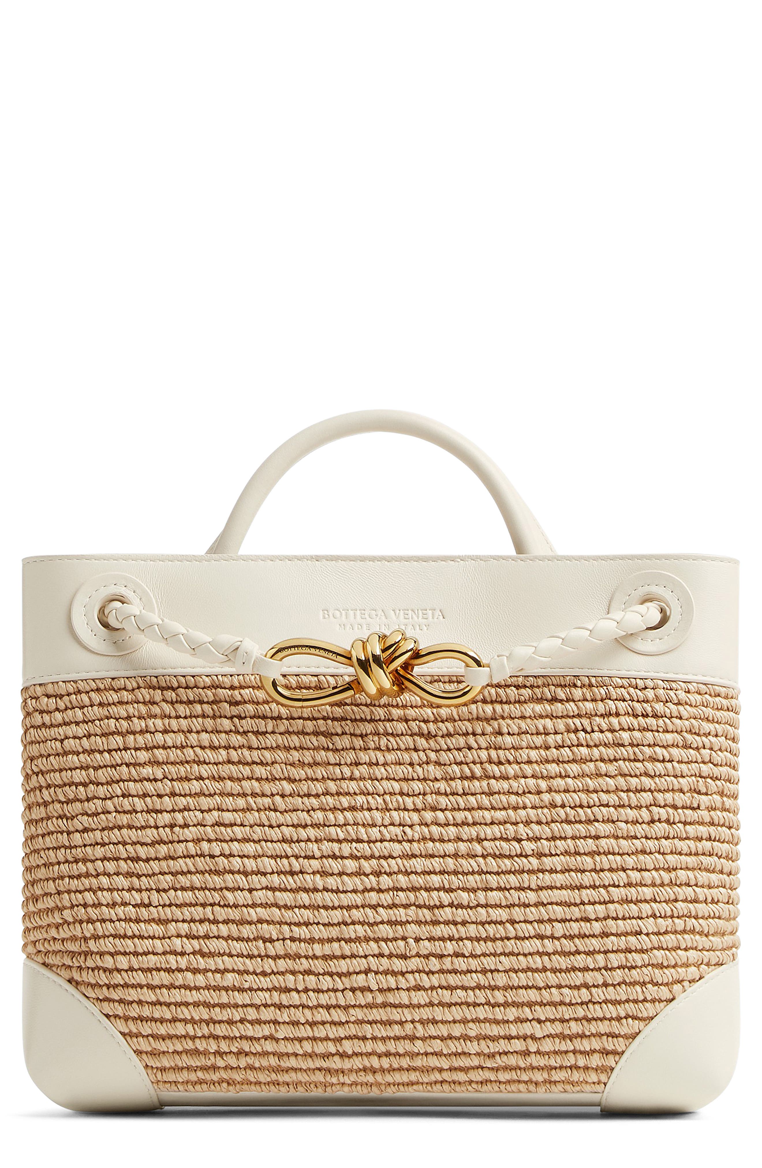 Bottega Veneta Small Andiamo Raffia & Leather Shoulder Bag, Main, color, 