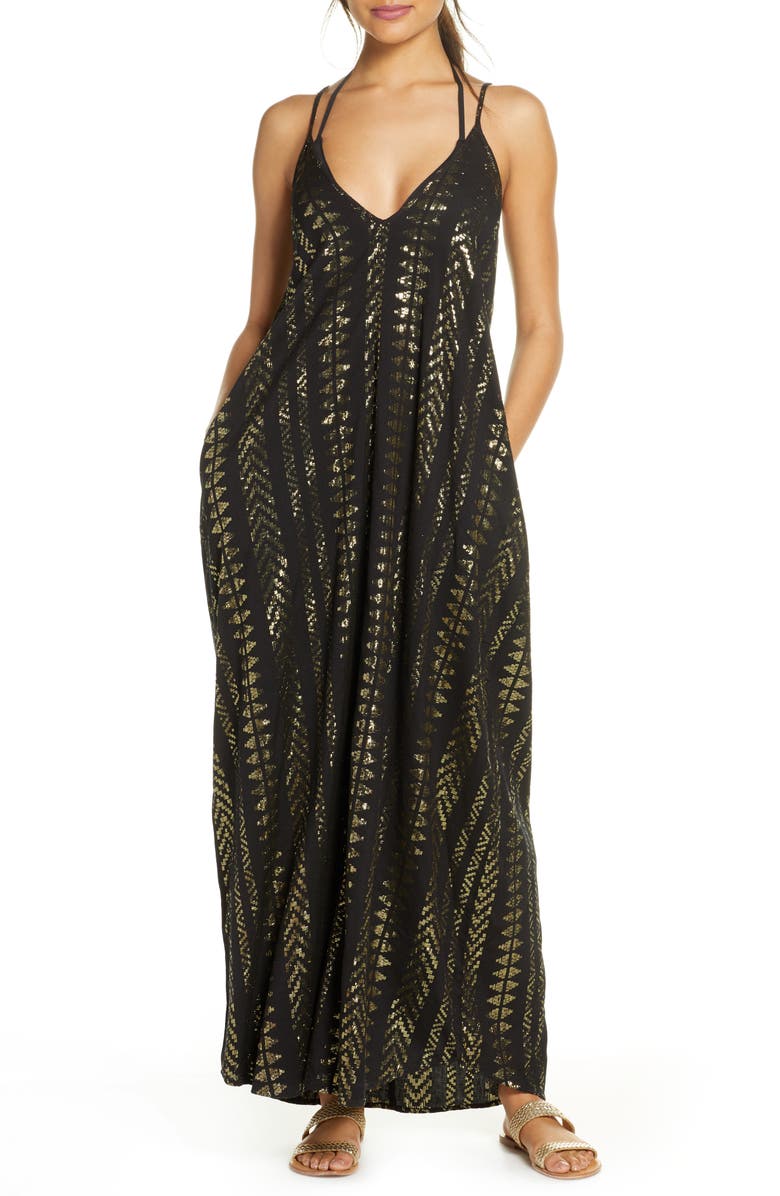 Elan V-Neck Cover-Up Maxi Slipdress, Main, color,