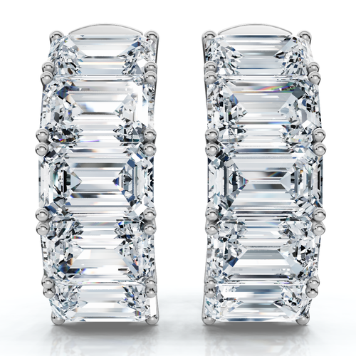 Bliss Diamond 6ct Emerald Cut Diamond Hoops 14k Gold Lab Grown Earrings In White Gold