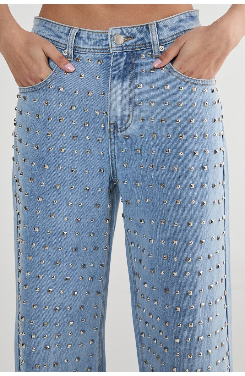 NASTY GAL Studded Straight Leg Denim Jeans, Alternate, color, Vintage Wash