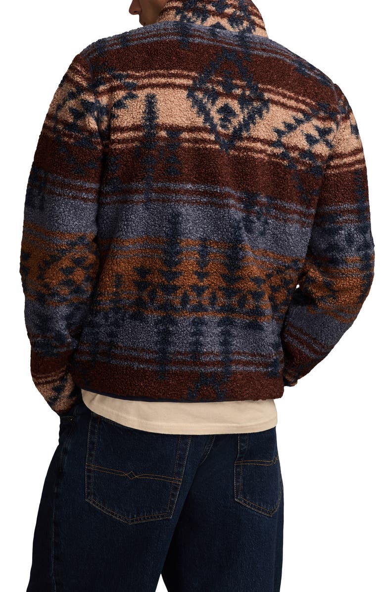 Lucky Brand Faux Shearling Quarter Zip Jacket, Alternate, color, Multi