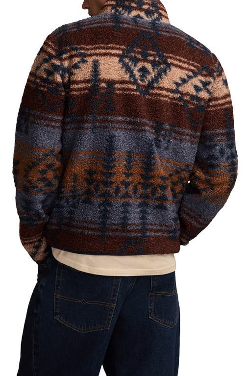 Lucky Brand Faux Shearling Quarter Zip Jacket In Multi