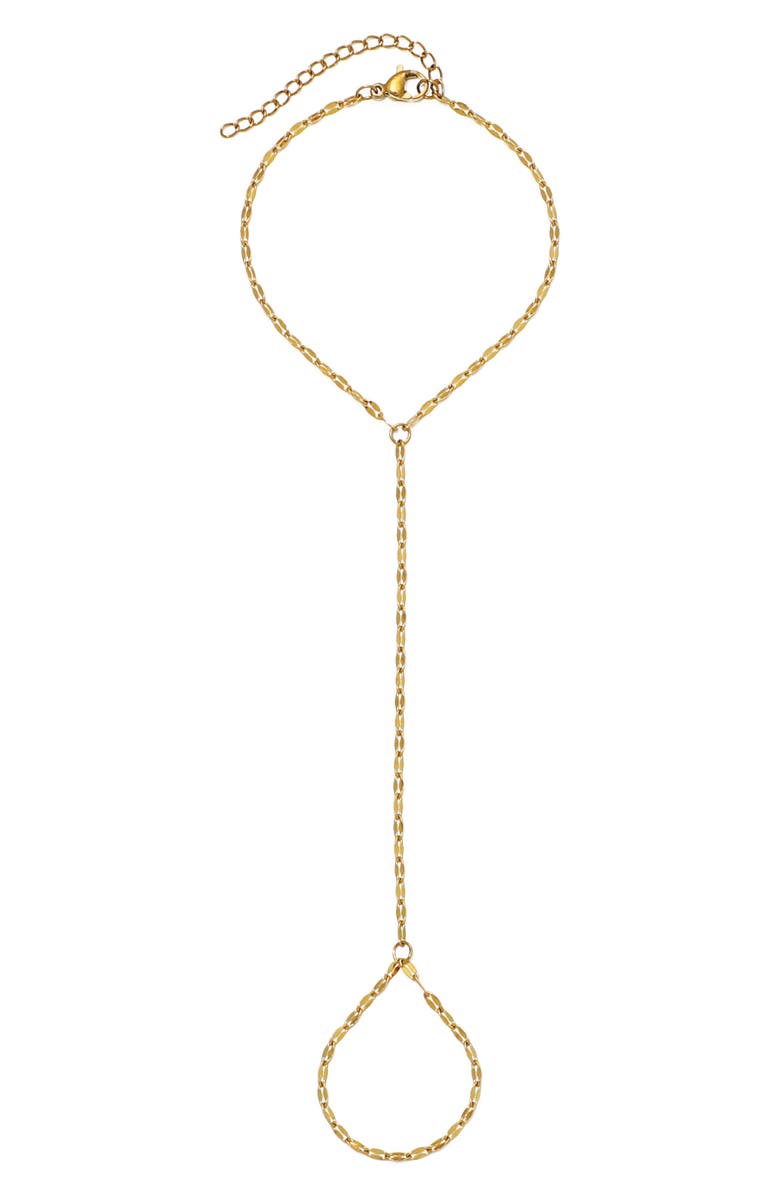 Adornia Tarnish Resistant 18K Gold Plated Hand Chain, Main, color, Gold