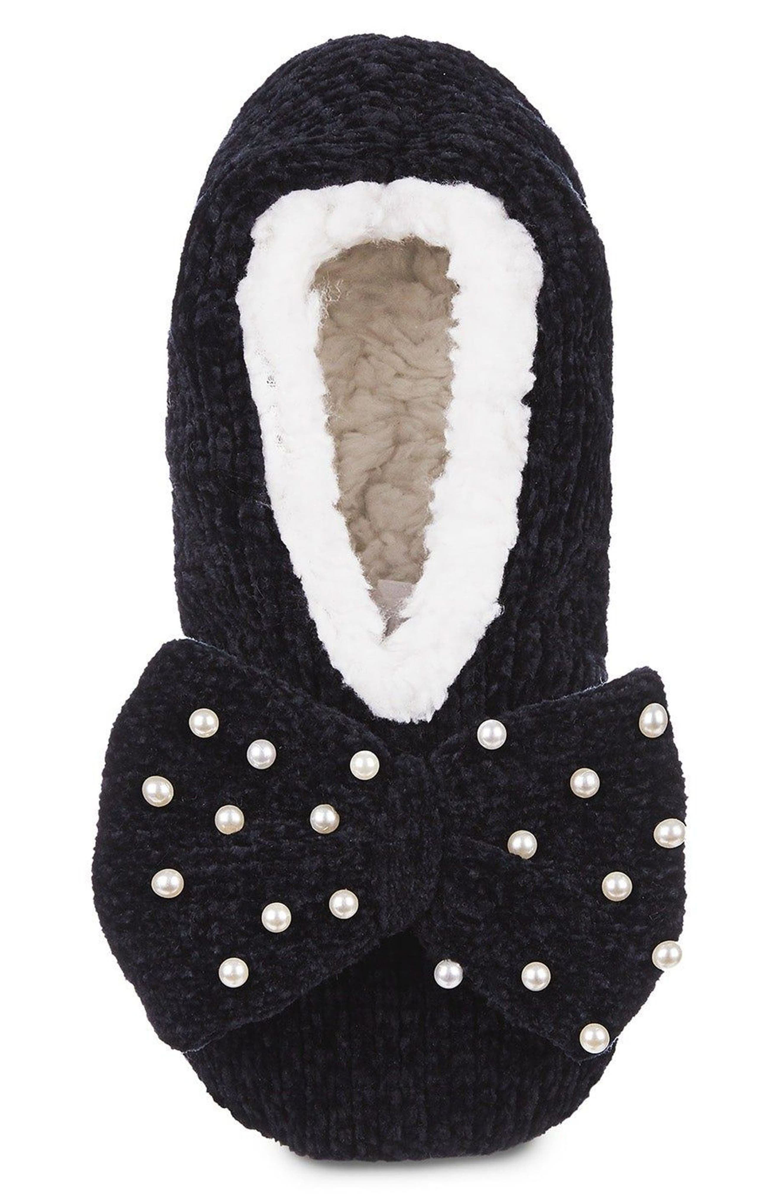 Precious Pearls Chenille Slipper Socks, Alternate, color, BLACK