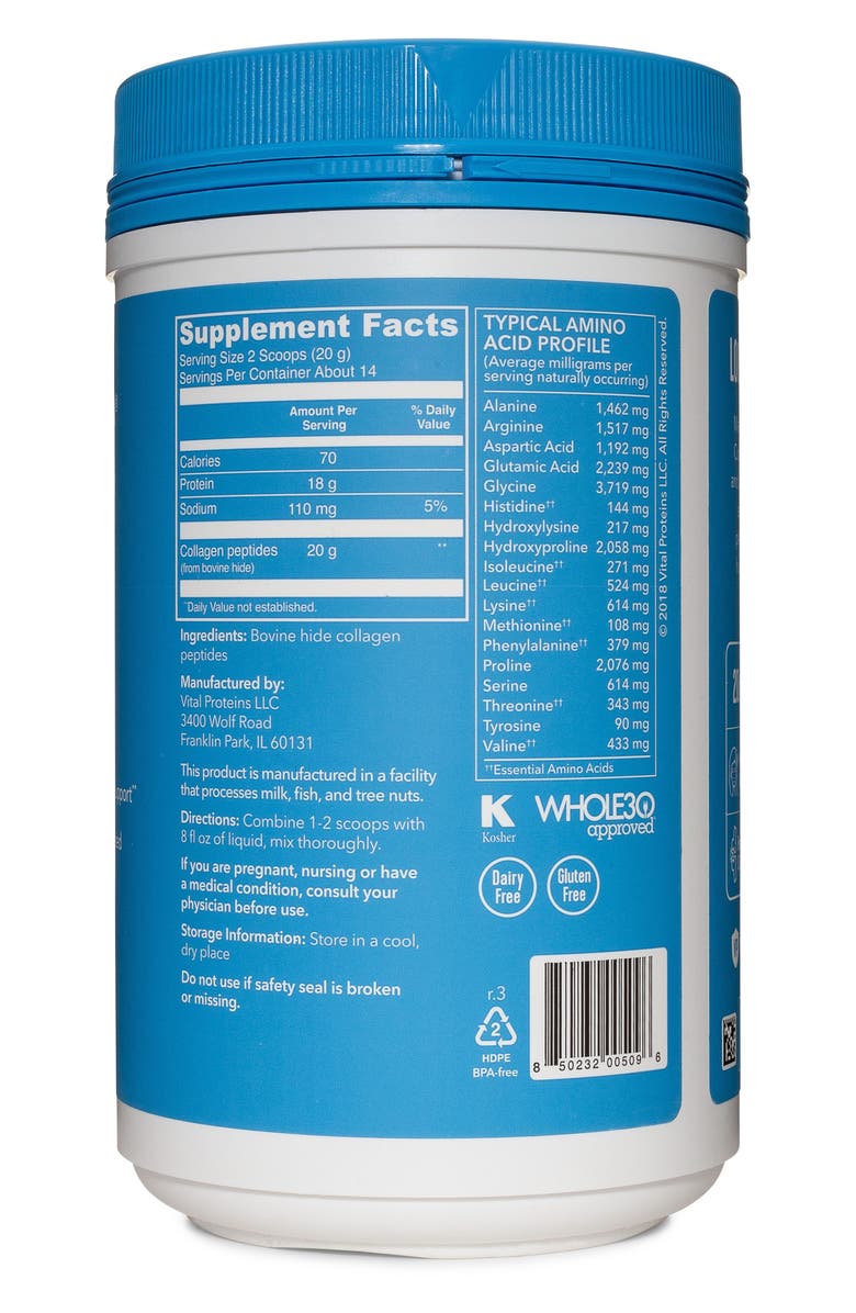 Vital Proteins Collagen Peptides Unflavored Dietary Supplement, Alternate, color,
