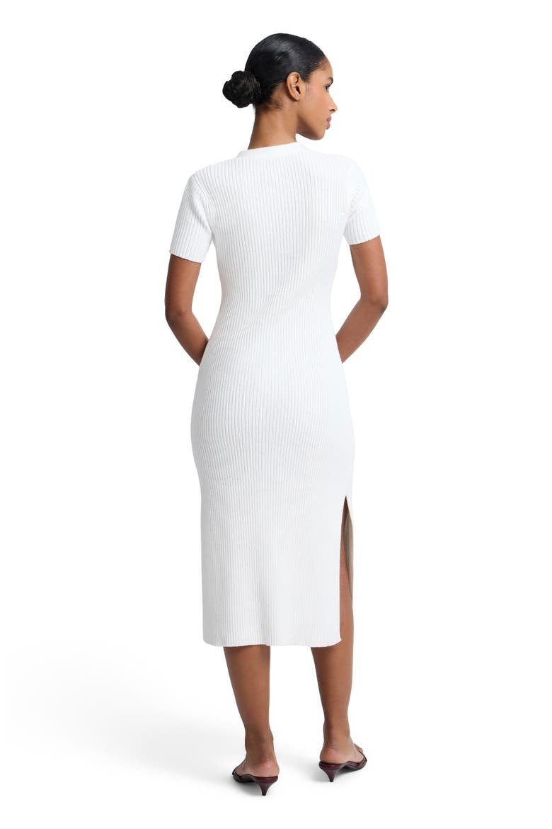 V-Neck Button Front Dress, Alternate, color, White