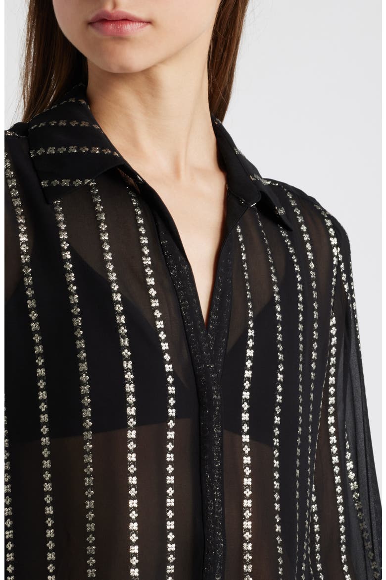 Sosa Metallic Stripe Shirt, Alternate, color, BLACK