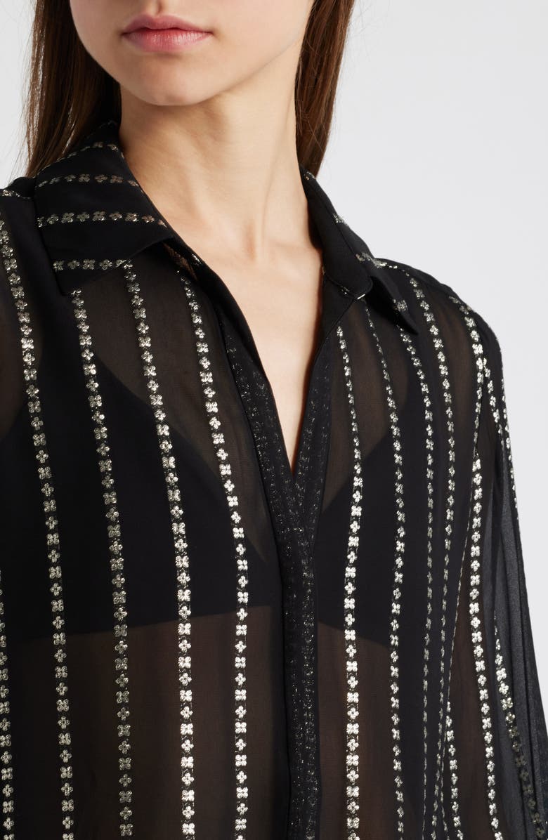 PAIGE Sosa Metallic Stripe Shirt, Alternate, color, Black