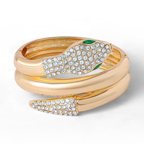 Jessica Simpson Snake Hinge Gold-tone Bracelet With Crystal Eyes