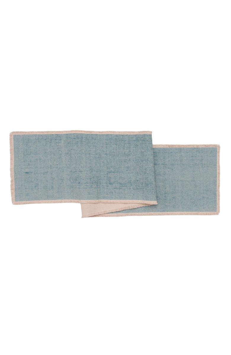 C&F Home Fringed Sea Glass Table Runner 14" x 72", Main, color, Blue