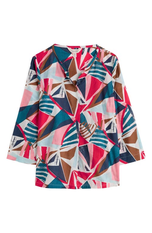 Shop Seasalt Cornwall Watercolor Sketch Print Organic Cotton Popover Top In Spinnaker Sails Chalk