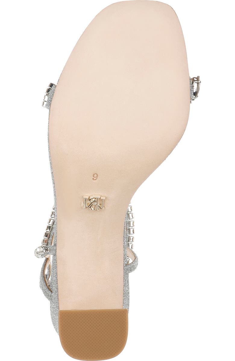 BADGLEY MISCHKA Tanisha Crystal Ankle Strap Sandal, Alternate, color, Silv Textl