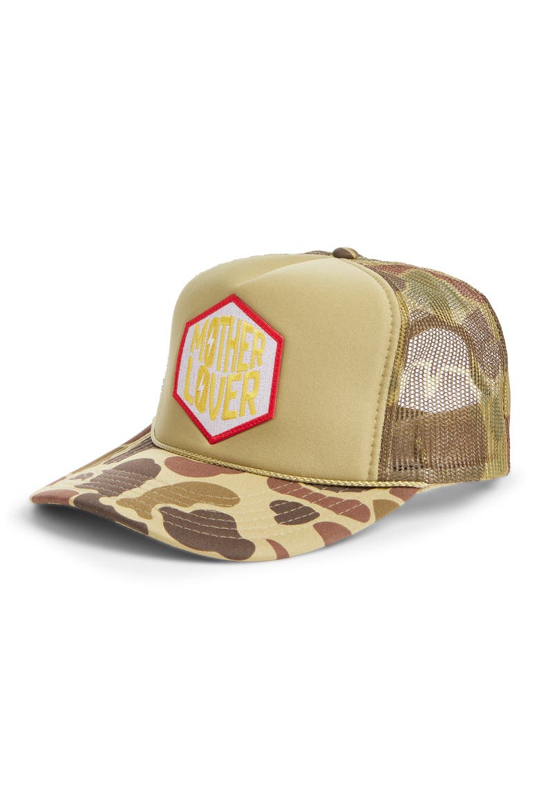 Mother Lover Camo Trucker Hat, Main, color, CAMO