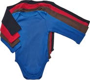 Leveret 4-Pack Solid Cotton Long Sleeve Bodysuits