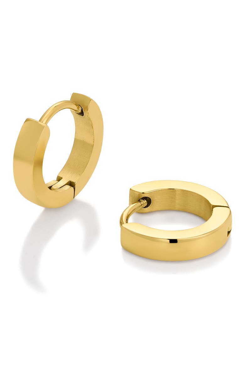 Mini Clicker Hoop Earrings, Main, color, GOLD