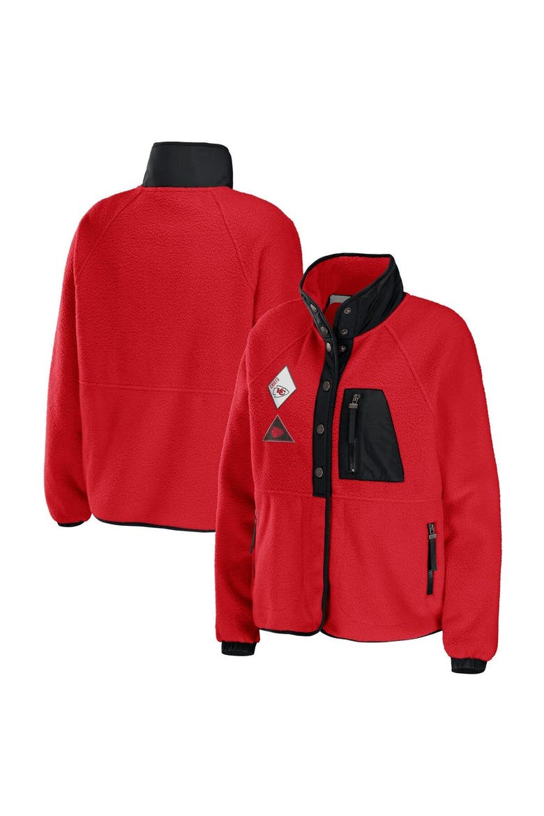 Women's WEAR by Erin Andrews Red Kansas City Chiefs Polar Fleece Raglan Full-Snap Jacket, Main, color, Red
