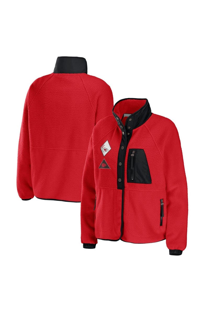 WEAR by Erin Andrews Women's WEAR by Erin Andrews Red Kansas City Chiefs Polar Fleece Raglan Full-Snap Jacket, Main, color, 