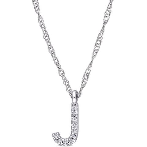 Diamond Initial Pendant Necklace 14k