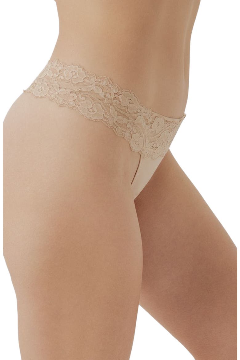 Organic Cotton Lace Waist Thong 3-Pack, Alternate, color, Beloved Basics