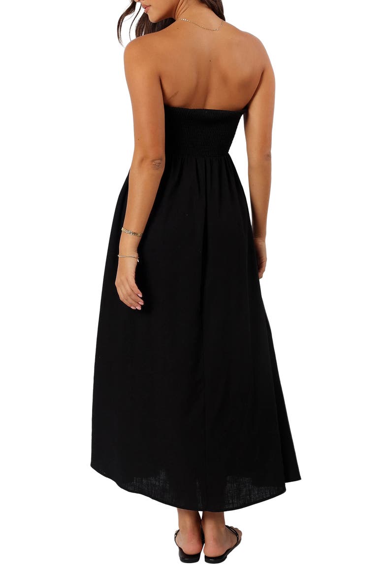 Kayt Strapless Linen Blend Maxi Sundress, Alternate, color, BLACK