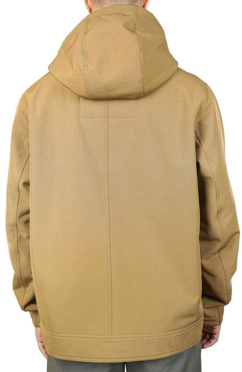 HAWKE & CO Water-Resistant Hooded Softshell Bonded Faux Shearling Lined Jacket, Alternate, color, Khaki