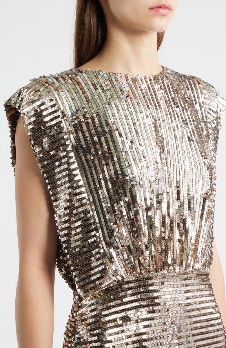 BOSS Orange Dillana Sequin Stripe Cocktail Dress, Alternate, color, Gold