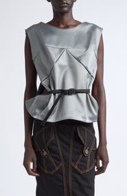 Vaquera Satin Belted Peplum Top