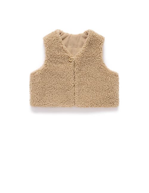 Purebaby Shearling Reversible Vest In Brown