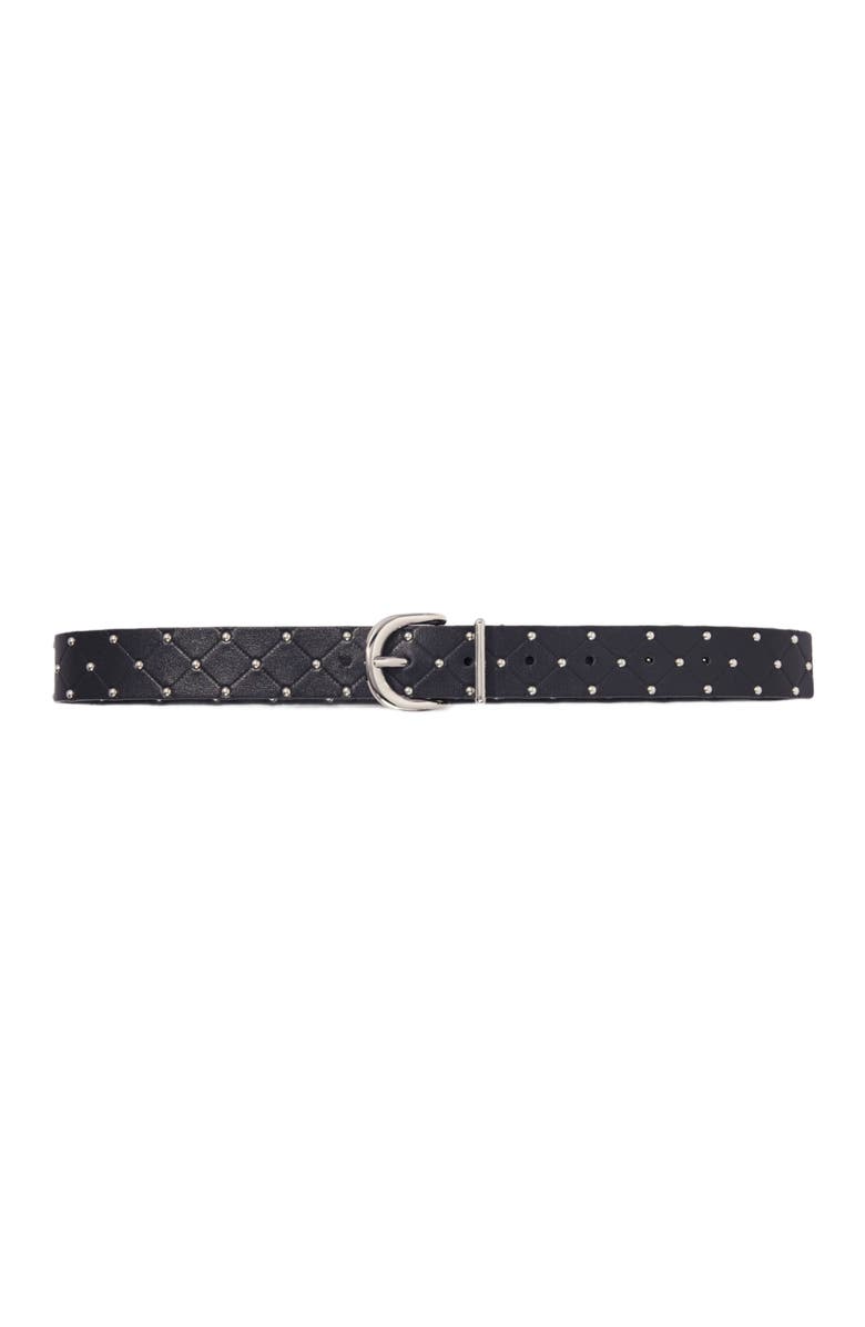 maje Quilted leather belt, Main, color, Black