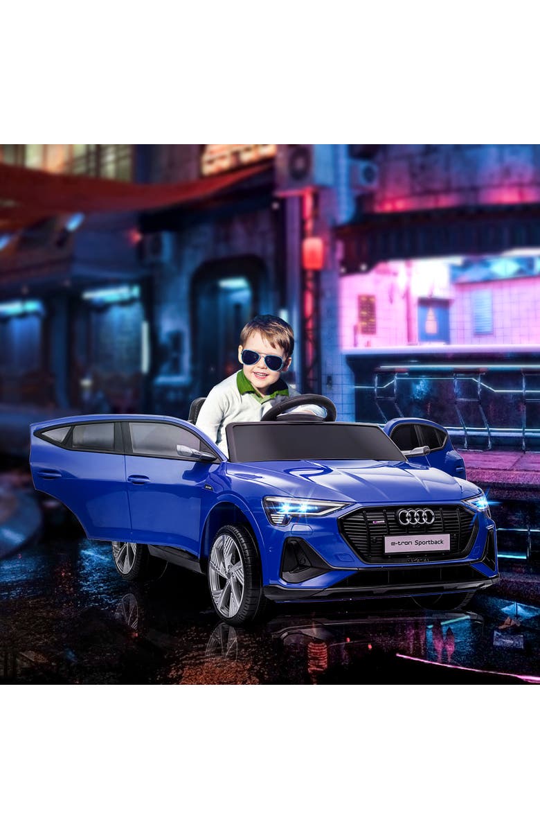 Aosom 12V Kids Electric Audi Sports Car with Parent Remote Control, Lights, Music, Horn, Alternate, color, Blue