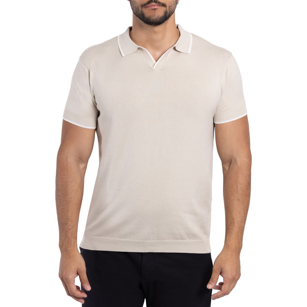 X-ray Xray V-neck Polo Sweater In Oatmeal