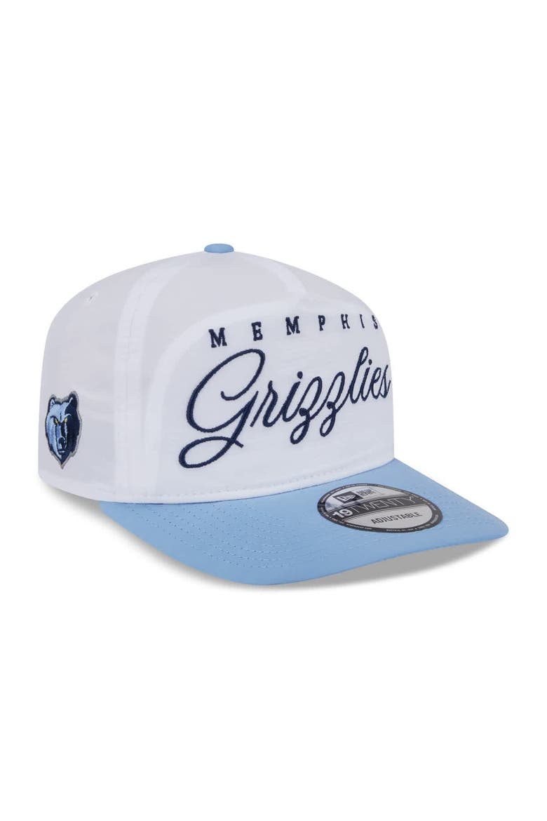 Men's New Era White/Light Blue Memphis Grizzlies 2025 NBA Draft On-Stage Nylon 19TWENTY Adjustable Hat, Main, color, White