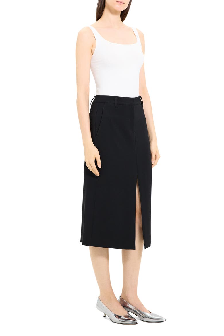 Front Vent A-Line Skirt, Alternate, color, BLACK