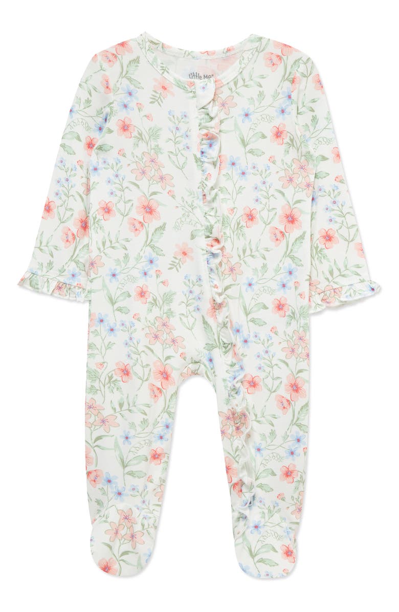 Little Me Botanical Footie with Ruffles, Main, color,