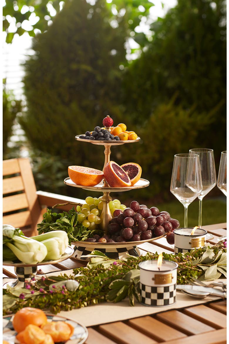 Courtly Check Three Tier Sweet Stand, Alternate, color, BLACK/ WHITE