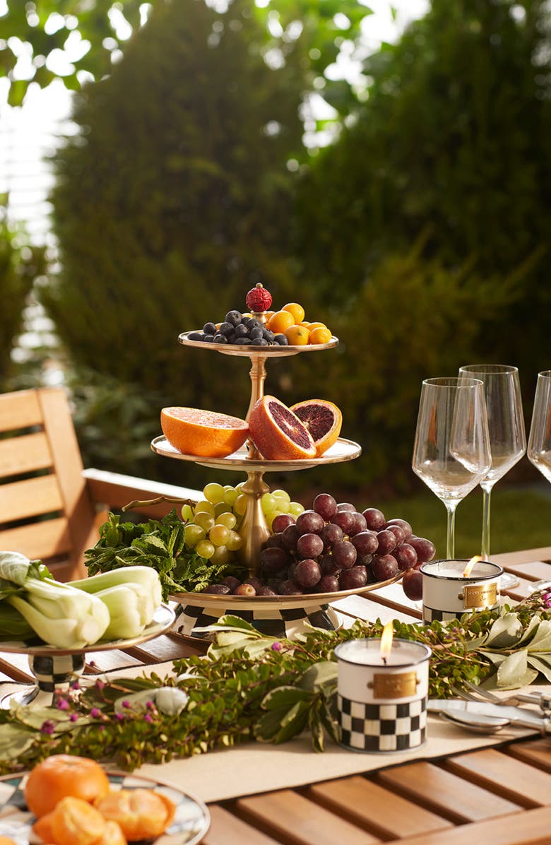 MACKENZIE CHILDS Courtly Check Three Tier Sweet Stand, Alternate, color, Black/ White