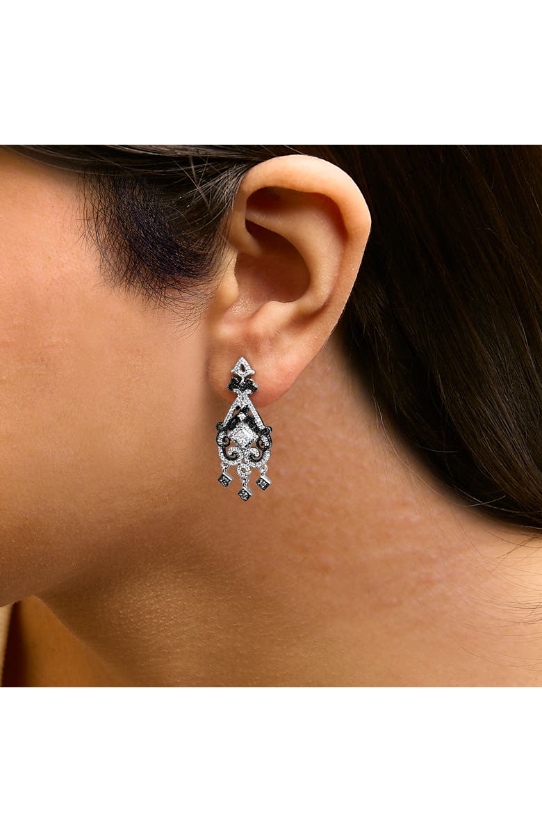Haus of Brilliance Black Rhodium and Silver 3/4 Cttw Diamond Chandelier Earrings, Alternate, color, White