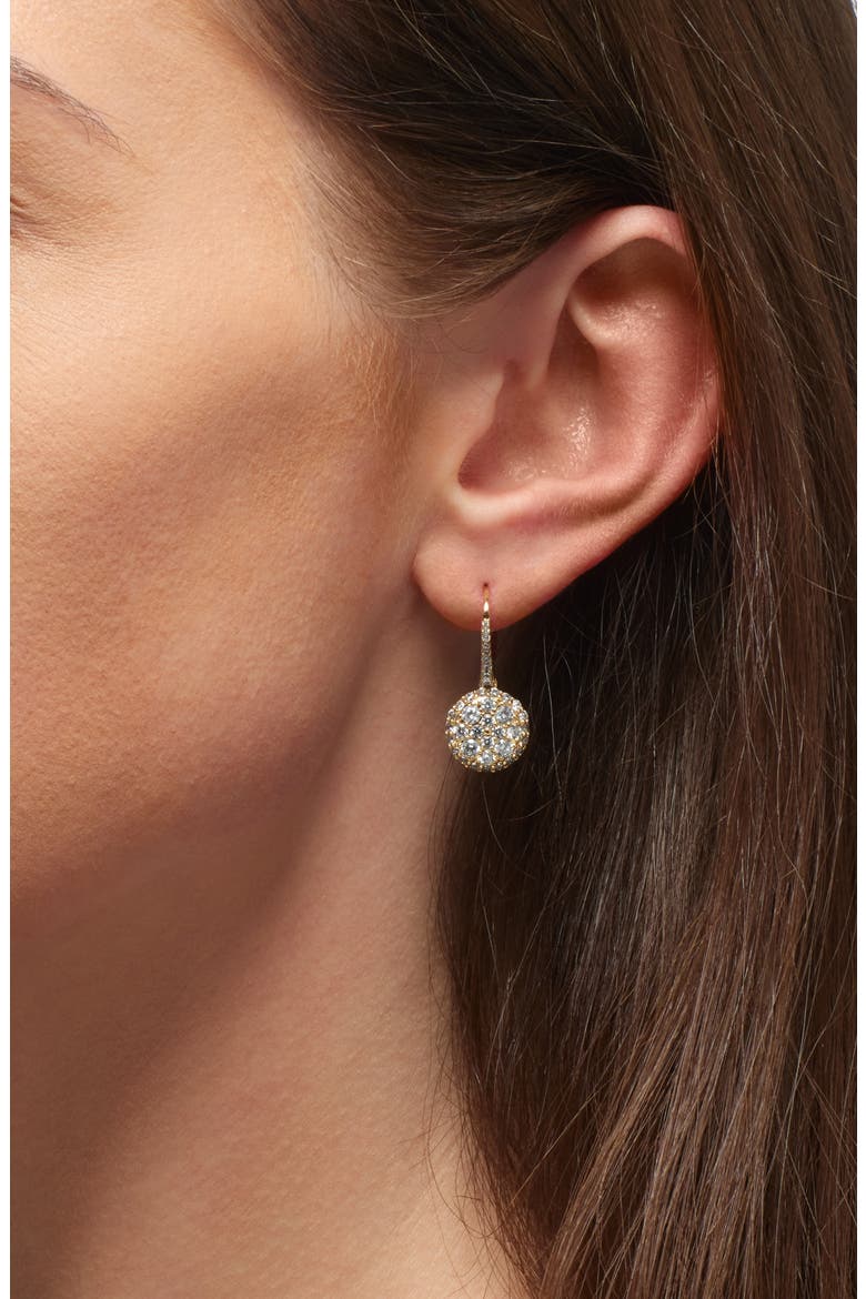 Crushed Pavé Round Drop Earrings, Alternate, color, GOLD