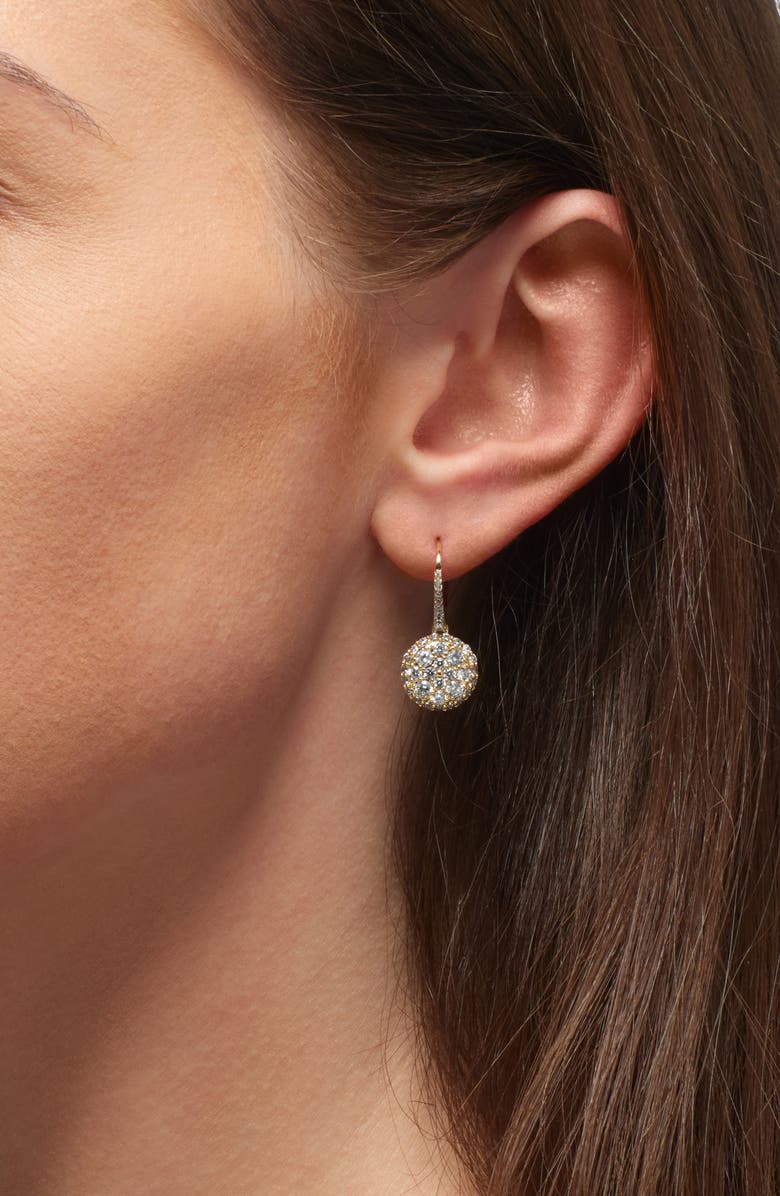 Nadri Crushed Pavé Round Drop Earrings, Alternate, color, Gold