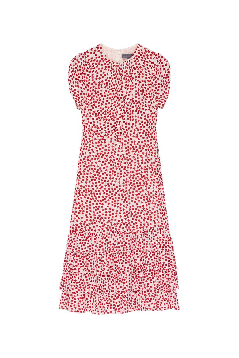Polka Dot Ruffle Midi Dress, Alternate, color, Red