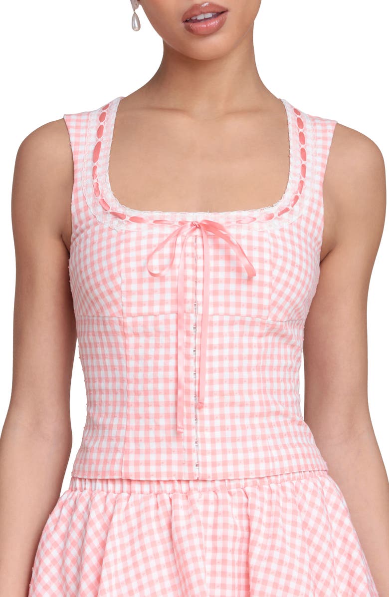 Avec Les Filles Gingham Top, Alternate, color, Pink - White Gingham