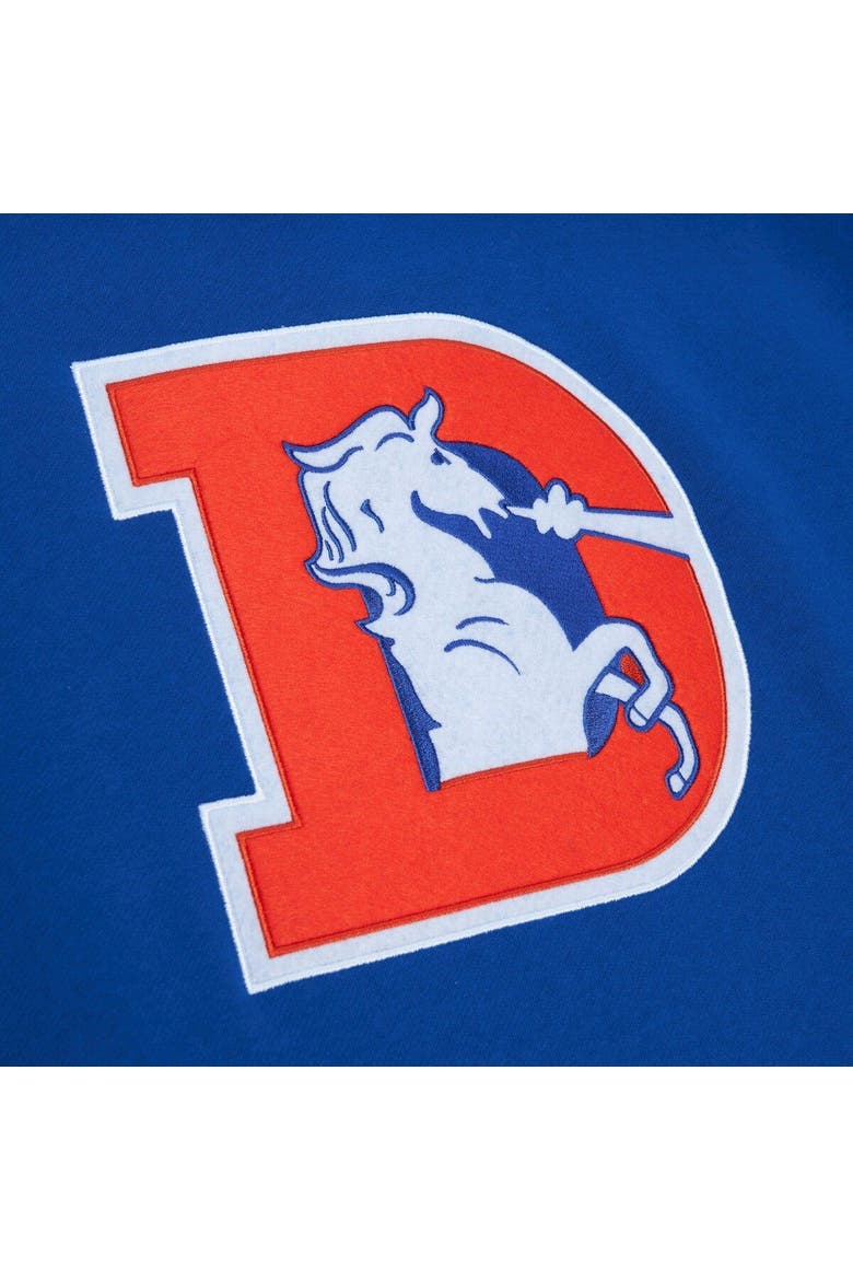 Men's Mitchell & Ness Royal Denver Broncos Postgame Short Sleeve Hoodie, Alternate, color, Royal