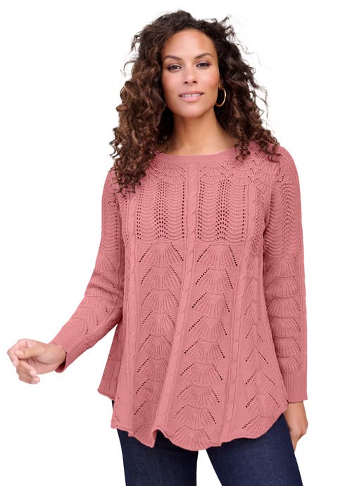 Scallop Hem Pointelle Sweater