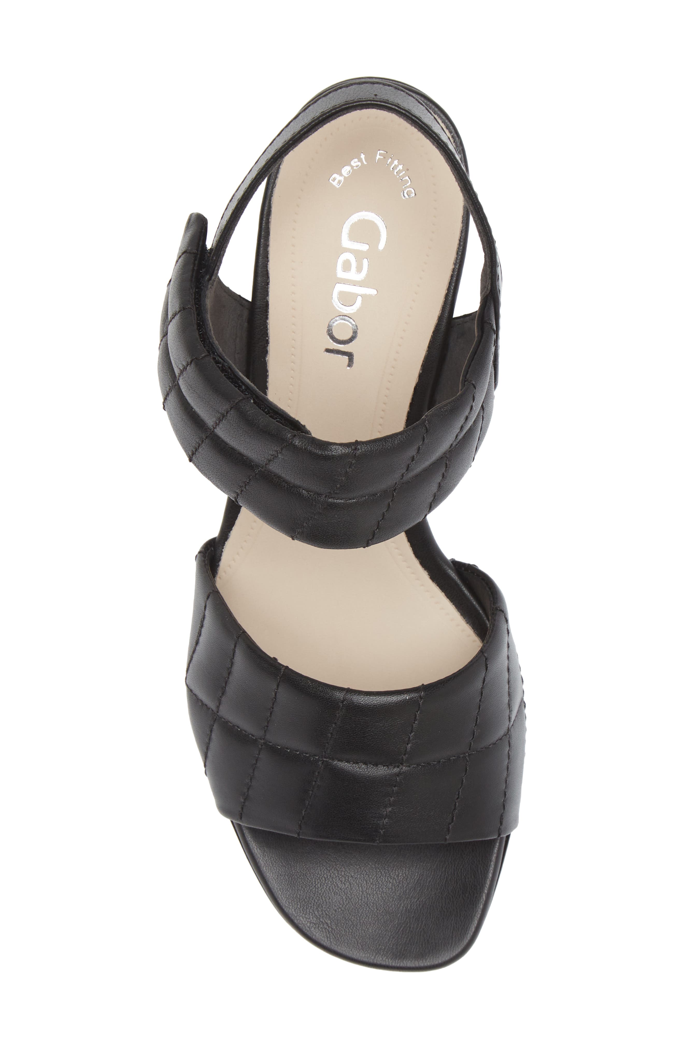 Gabor Quilted block Heel Sandal, Alternate, color, Black
