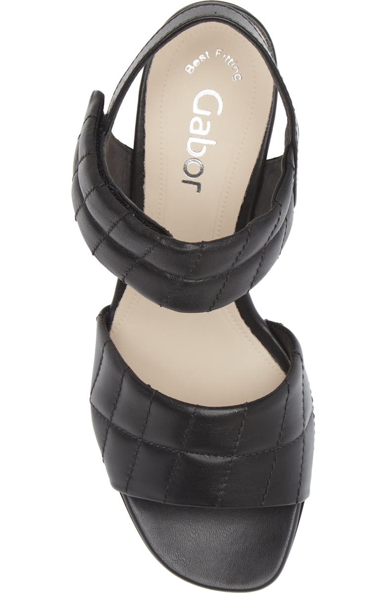 Gabor Quilted block Heel Sandal, Alternate, color, Black