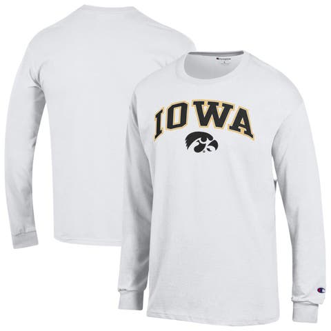 Men's Champion  White Iowa Hawkeyes Arch Over Logo Long Sleeve T-Shirt