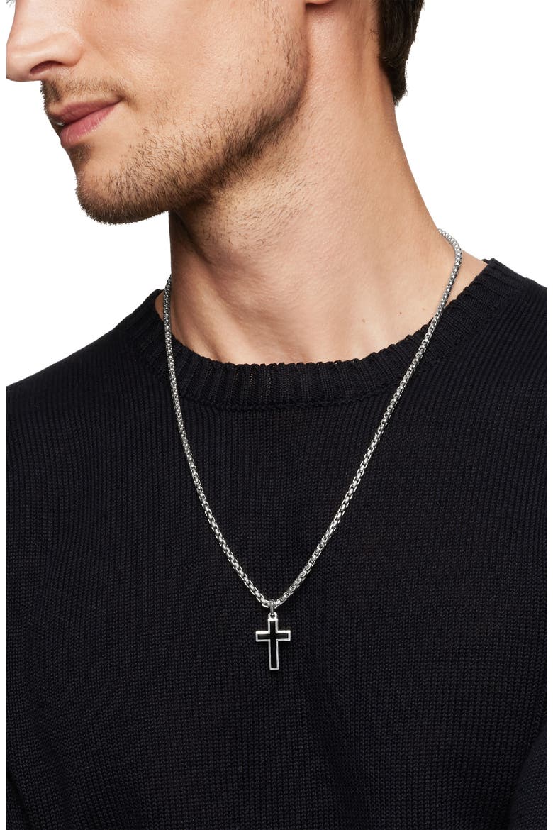 Inlay Cross Pendant, Alternate, color, SILVER/ BLACK ONYX