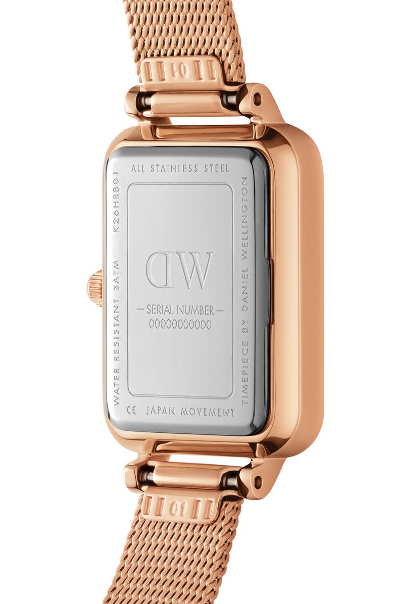 Daniel Wellington Quadro Unitone Mesh Strap Watch, 20mm x 26mm, Alternate, color, Rose Gold Unitone