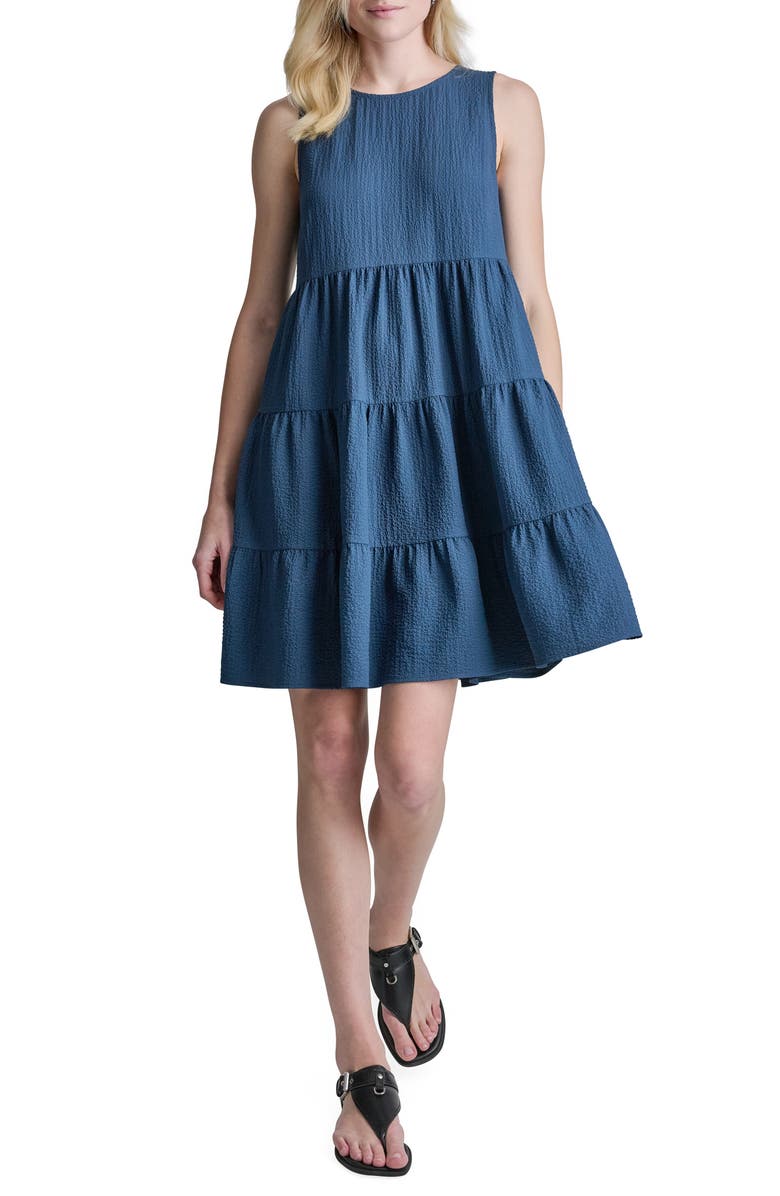 DKNY Commuter Sleeveless Swing Minidress, Main, color, Indigo