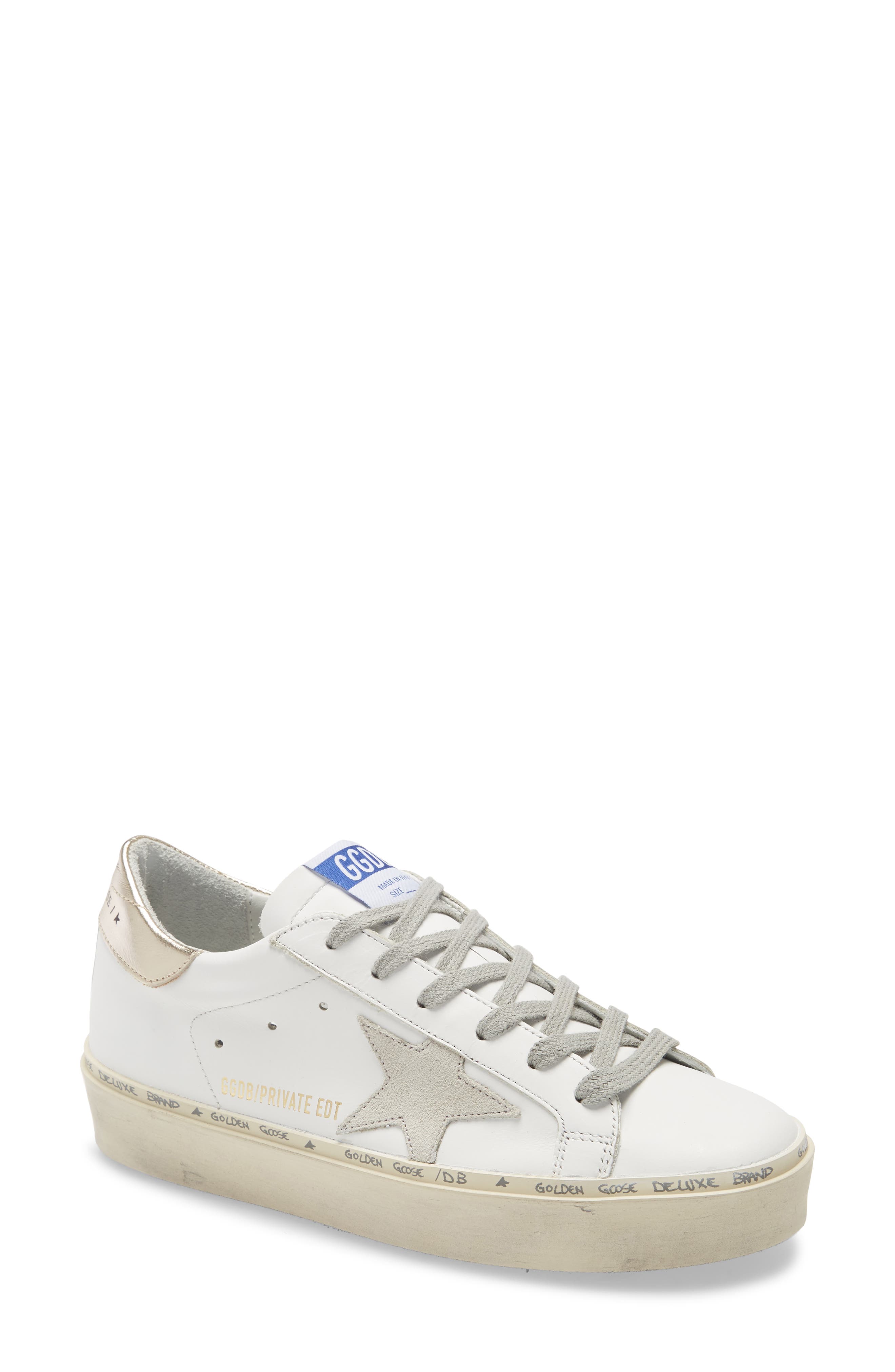 Hi Star Platform Sneaker (Nordstrom Exclusive), Main, color, WHITE LEATHER/ GOLD LAMINATED